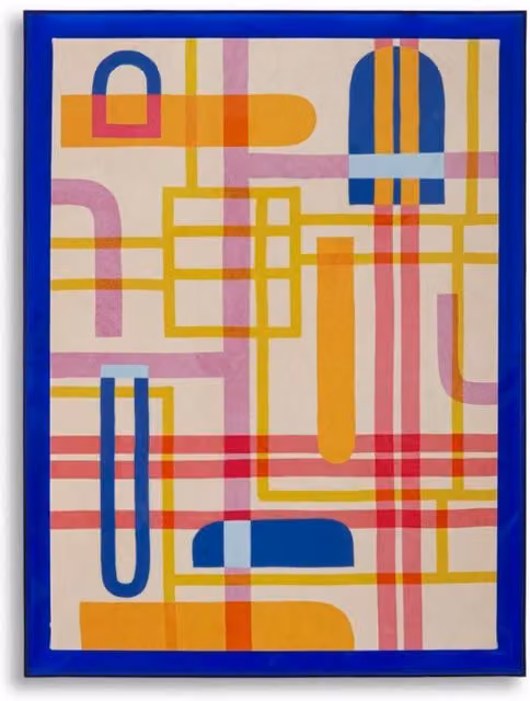 Stampa su tela astratta pop Modis B di Vikasa Home, multicolore con cornice blu, L: 60 cm, H: 80 cm
