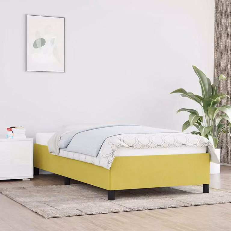 Giroletto vidaXL in tessuto verde e giallo con struttura in legno e doghe fisse, L/P/H: 190 x 90 x 35 cm