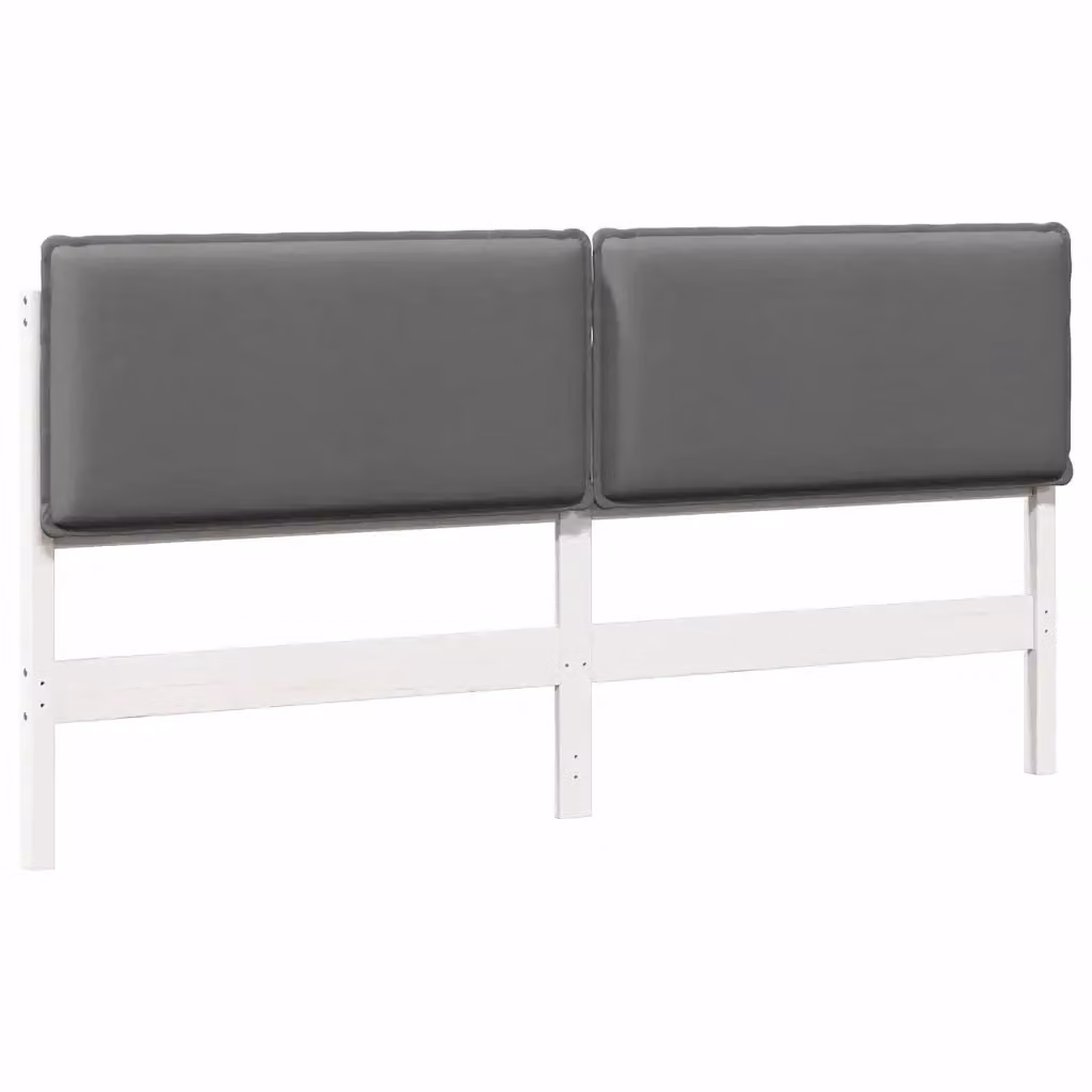 Testiera imbottita moderna vidaXL in pino massello, Bianco e Grigio, L: 205,5 cm – 2