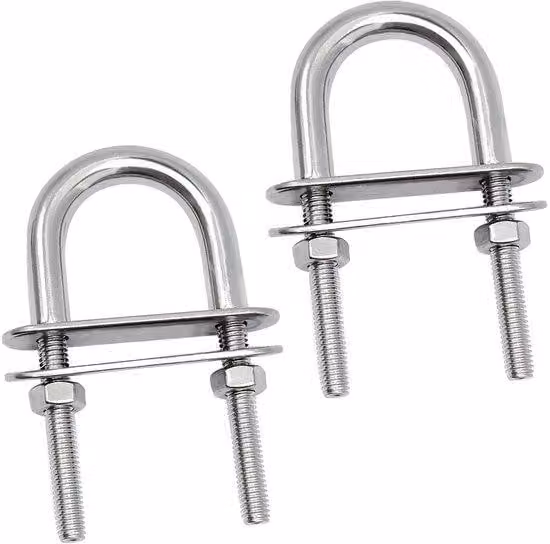 Guide a U M6 in acciaio inossidabile con elementi di smorzamento - Set da 2 pezzi, ciascuno da 43 x 80 mm.