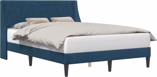 Letto matrimoniale | Letto per adulti | Struttura del letto con testiera Blu 160 x 200 cm Velluto