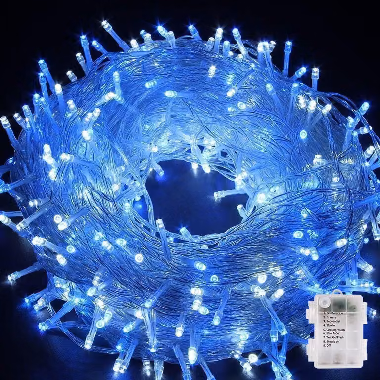 Catena luminosa LED da 3 metri, luci decorative, alimentazione a batteria, colore blu