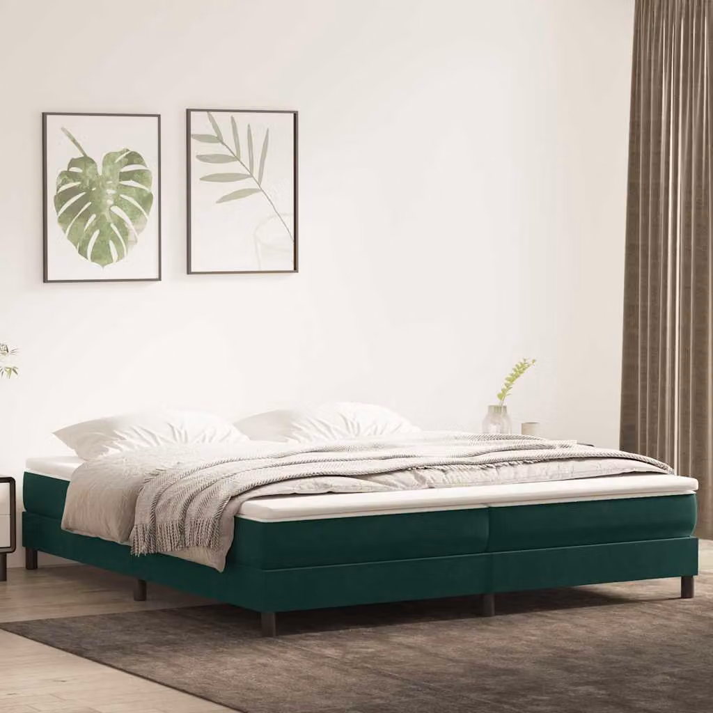 Letto a molle vidaXL in velluto verde scuro senza materasso L: 203 cm, P: 213 cm