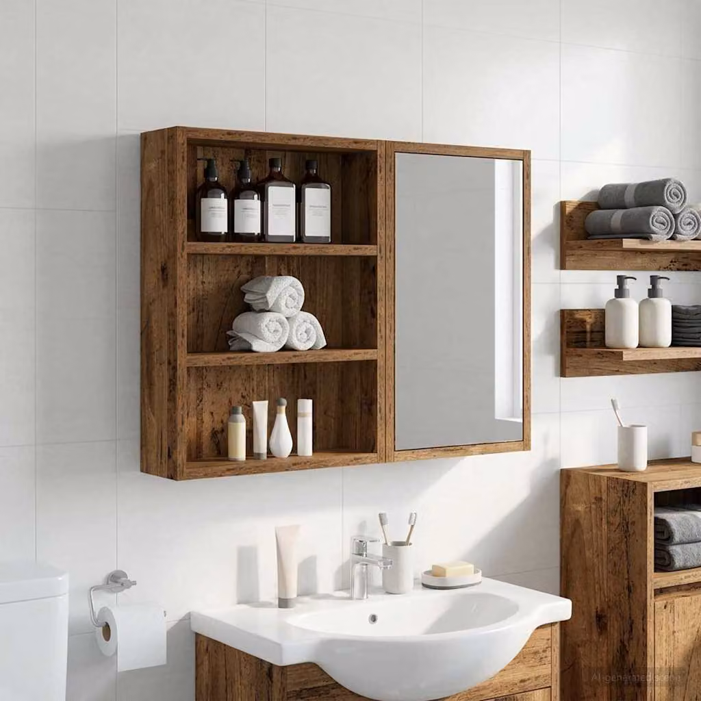 Armadio da bagno a muro vidaXL in legno effetto vecchio marrone L: 40 cm, P: 10 cm, H: 50 cm