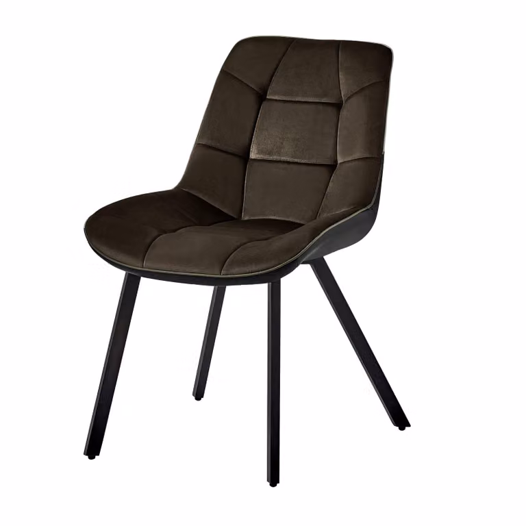 Sedie da pranzo moderne in velluto e pelle - sedie da pranzo di facile manutenzione in 3 varianti di colore - sedie da cucina imbottite con rivestimento trapuntato - sedie da pranzo robuste con struttura in metallo, Colore:Marrone;Quantità:1 pz.