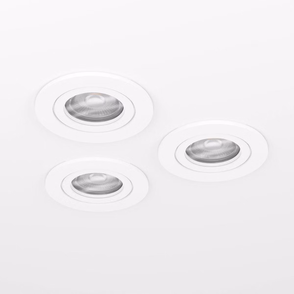 Set di 3 faretti LED da incasso Barranco, ideali per l'illuminazione del soggiorno. Faretti orientabili in plastica bianca, con luce bianca neutra, inclusi portalampada GU10