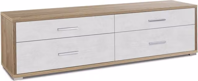 Mobile Basso 4 Cassetti 179x50x47 cm Noce Stelvio/Ossido Bianco