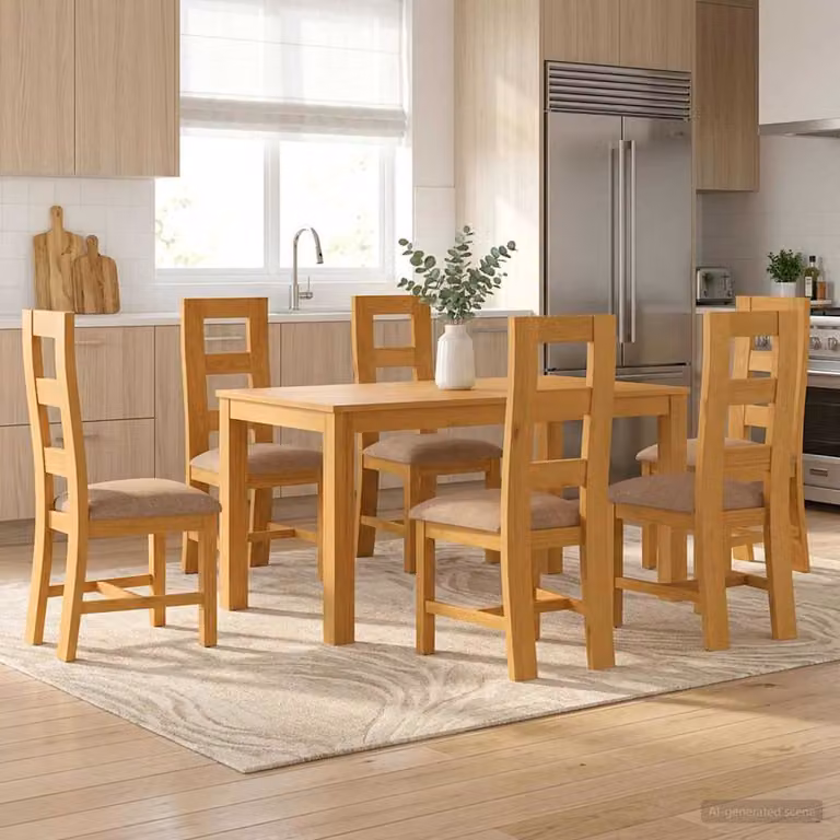 Set da pranzo moderno vidaXL in legno di quercia composto da 7 pezzi, colore grigio e marrone