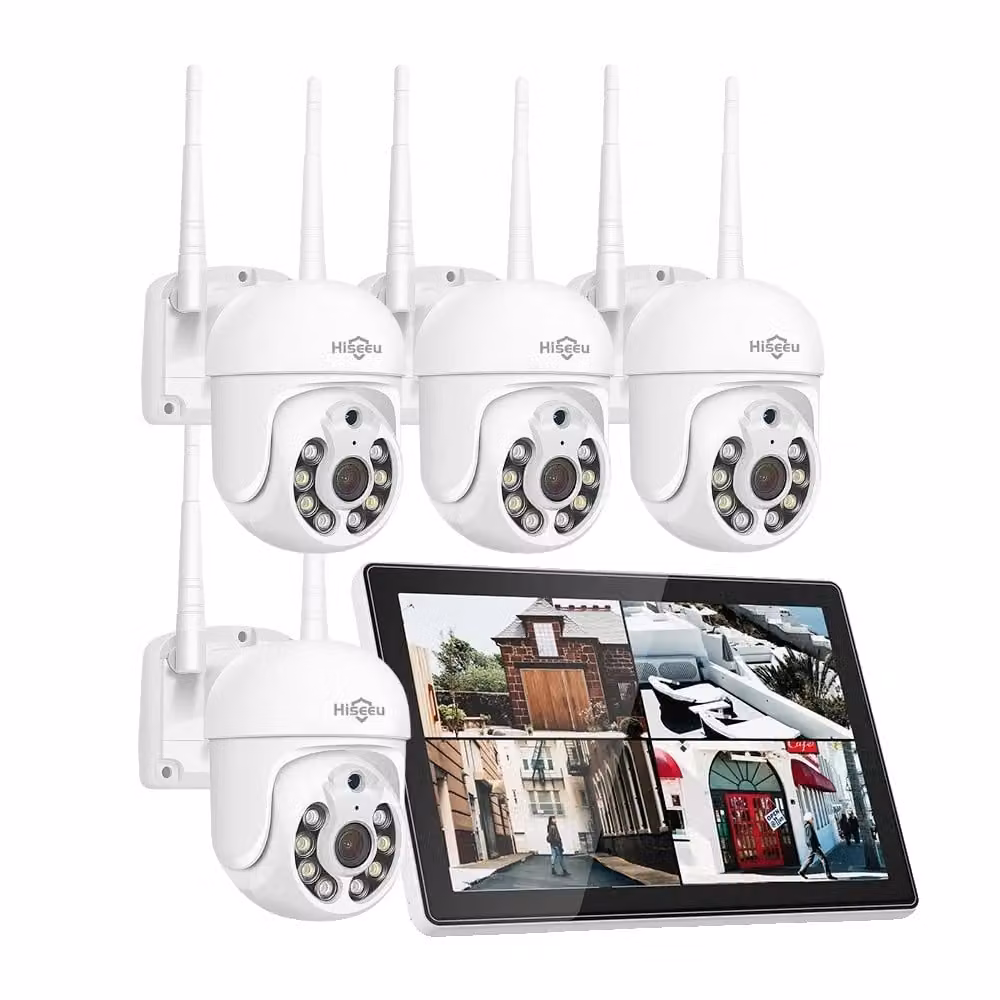 sistema di telecamere di sicurezza da 3MP, monitor da 10,1", wireless a doppia banda con visione notturna, sistema PTZ da 3MPConnettore UENessuno