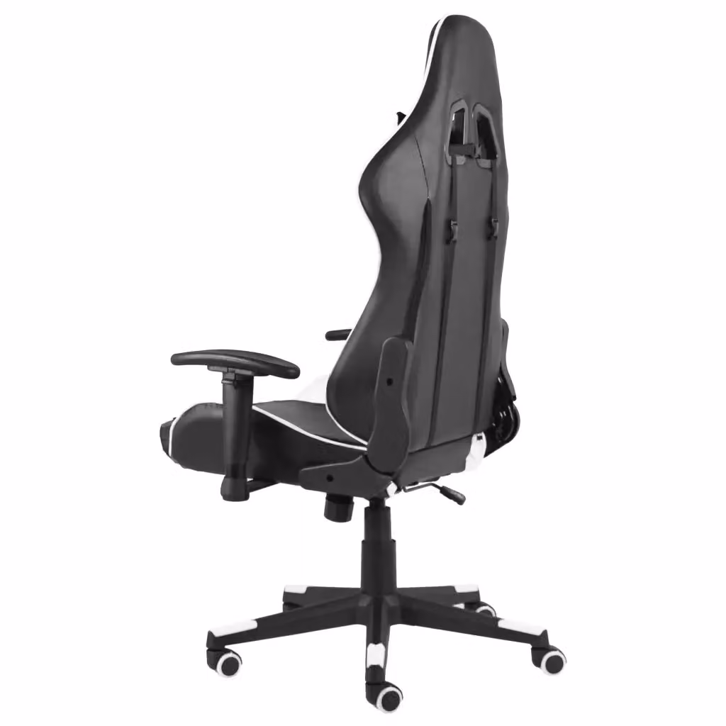 Sedia da Gaming Girevole vidaXL in Pelle Sintetica Bianca e Nera con Poggiatesta e Braccioli – 2