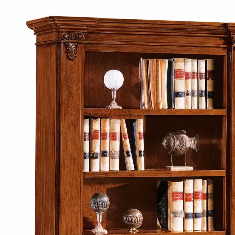 Libreria a giorno in legno massello marrone con 3 vani e 2 porte Mobili 2G L/P/H: 145 x 50 x 202 cm – 1