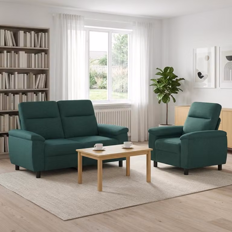 Set di 2 divani moderni vidaXL in tessuto verde scuro con struttura in metallo per il tuo soggiorno