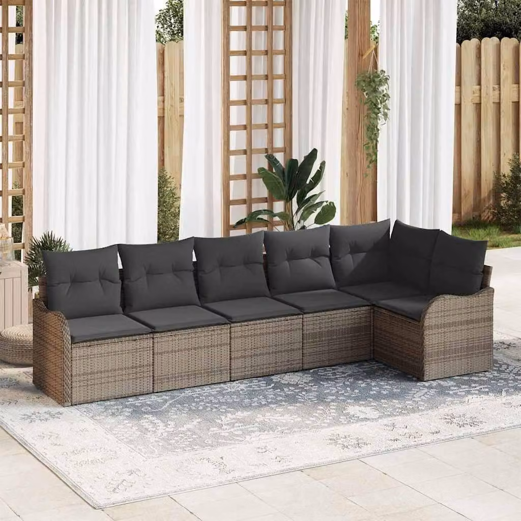 Maison Exclusive - Set Divano da Giardino 6 pcs Grigio polyrattan