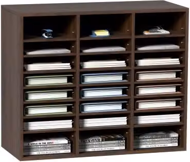 VEVOR Organizzatore per Documenti in Legno Marrone con 24 Scomparti Regolabili L: 73,7 cm, P: 30,5 cm, H: 62 cm