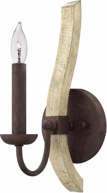 Applique Industrial Nordico Middlefield Hinkley in Metallo e Legno Marrone con 1 Luce E14 – 1