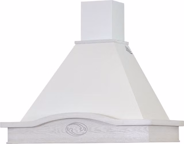 Cappa aspirante LUCREZIA in acciaio inox bianca e cornice in legno intarsio cm 60