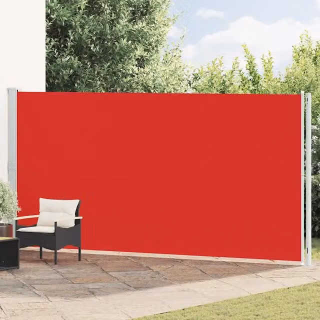Tenda da Sole Laterale Retrattile vidaXL in Poliestere e Acciaio Rossa L: 600 cm, H: 200 cm