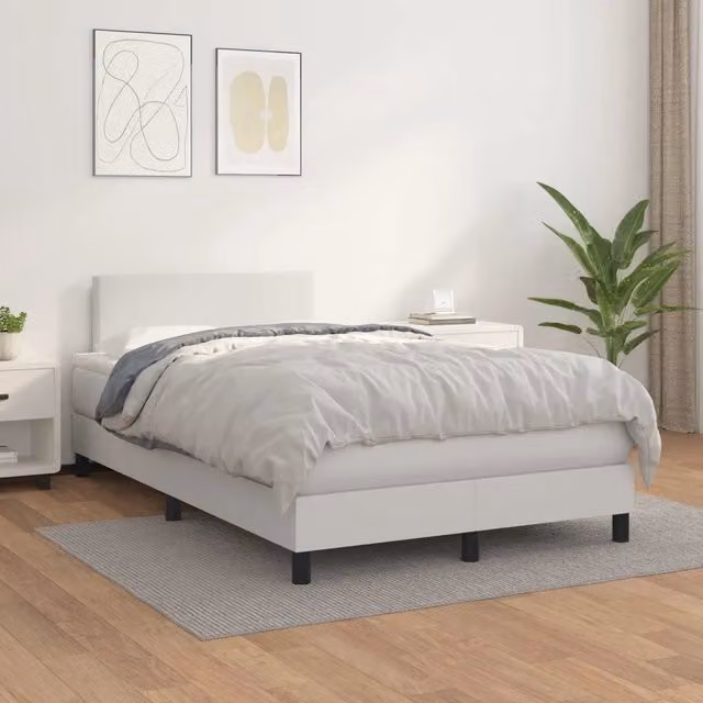 Letto a molle con materasso bianco vidaXL in similpelle L: 120 cm, P: 200 cm