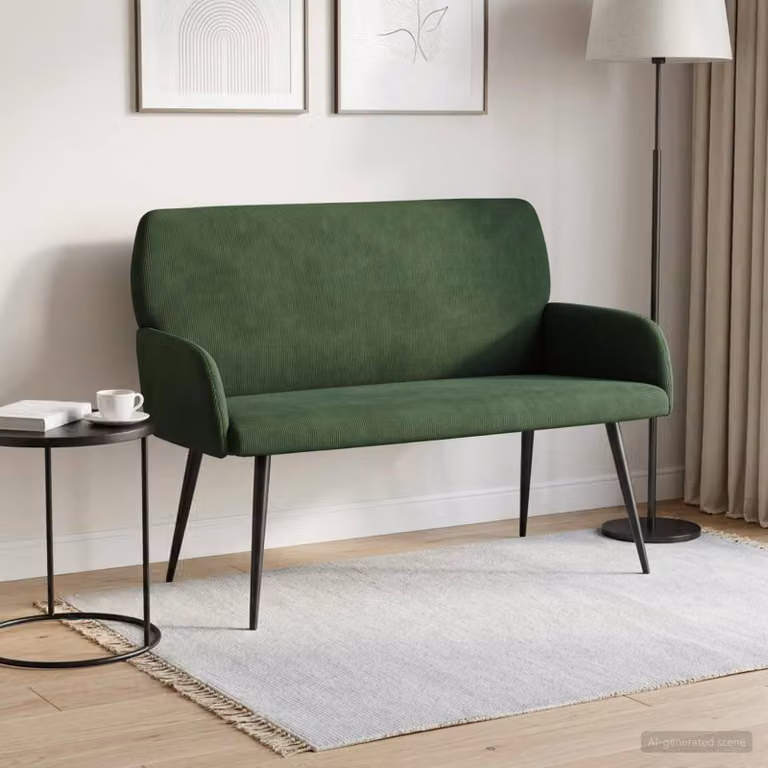 vidaXL Divano 2 posti con gambe in metallo 2 posto Verde Scuro