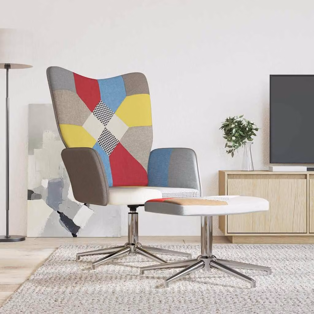 Maison Exclusive - Poltrona relax con poggiapiedi in tessuto patchwork
