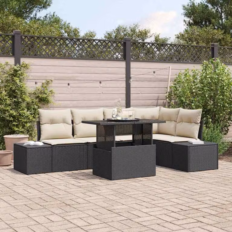 Maison Exclusive - Set da giardino composto da 6 pezzi, divano in rattan sintetico nero