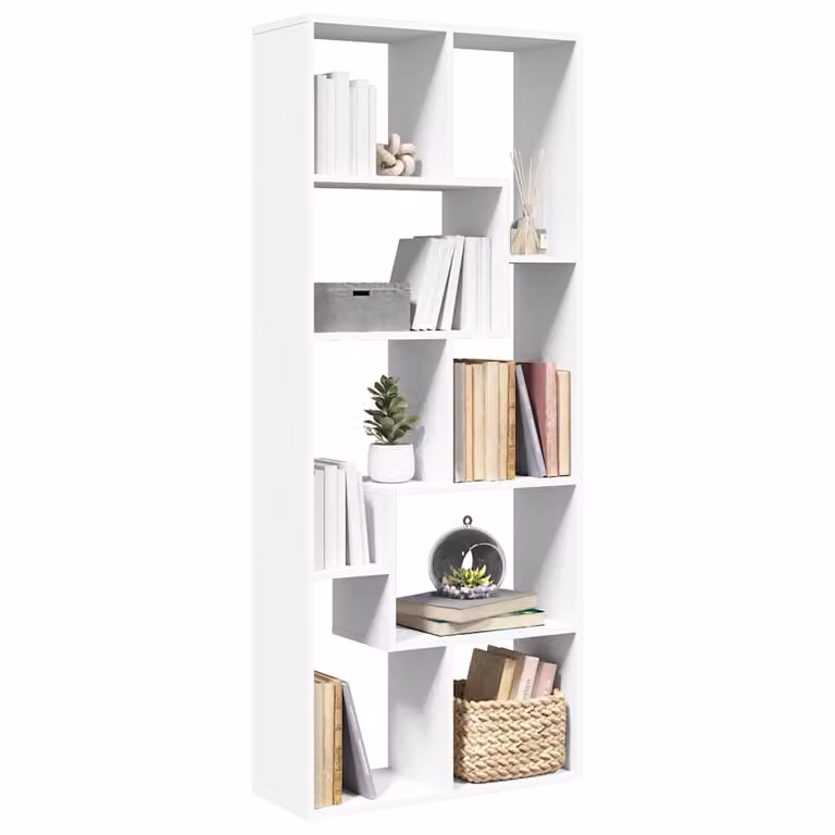 Libreria Divisorio Moderna vidaXL Bianca in MDF L: 67 cm, P: 25 cm, H: 161,5 cm