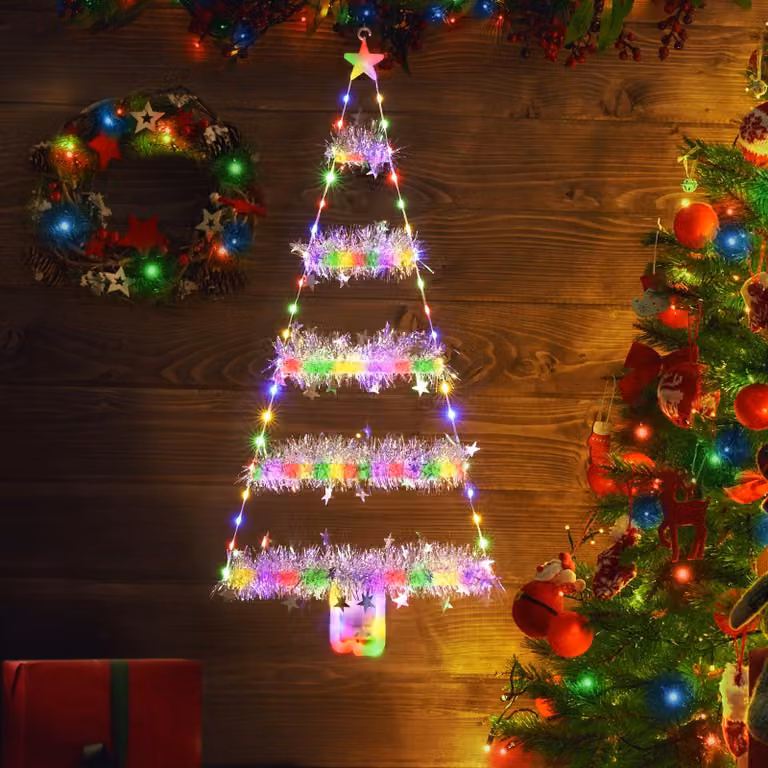 Catena luminosa natalizia, 81 cm, 97 LED, con timer, multicolore