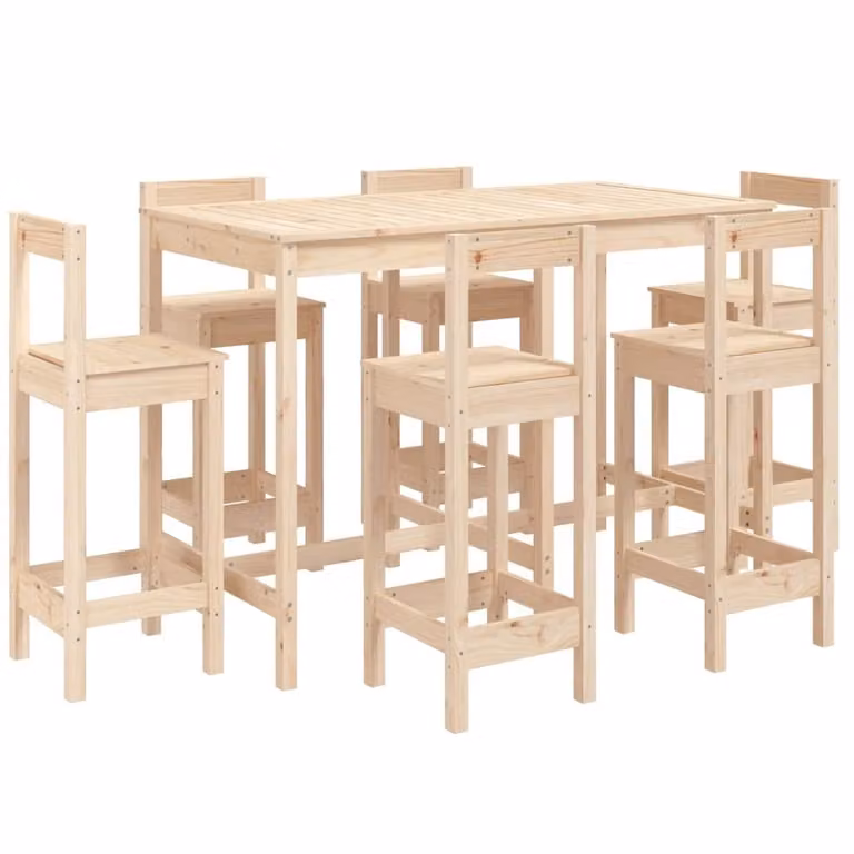 Set Bar da Giardino 7 pz in Legno Massello di Pino