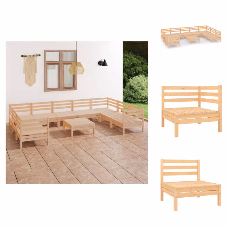vidaXL Set da salotto da giardino 10 pezzi in pino massiccio - Set di mobili da giardino