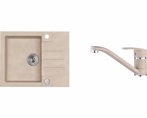 Lavello in granito con miscelatore ALVEUS Rock 130 Beige 55 780x480 mm + miscelatore Nina SETA055