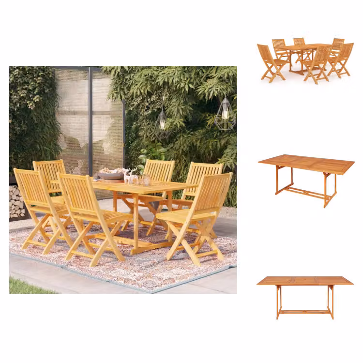 vidaXL set da pranzo da giardino 7 pezzi in teak massiccio - Set di mobili da giardino