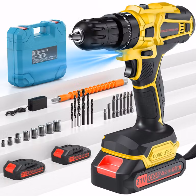 Avvitatore a batteria, 21 V, set con 2 batterie da 2,0 Ah, coppia massima di 45 Nm