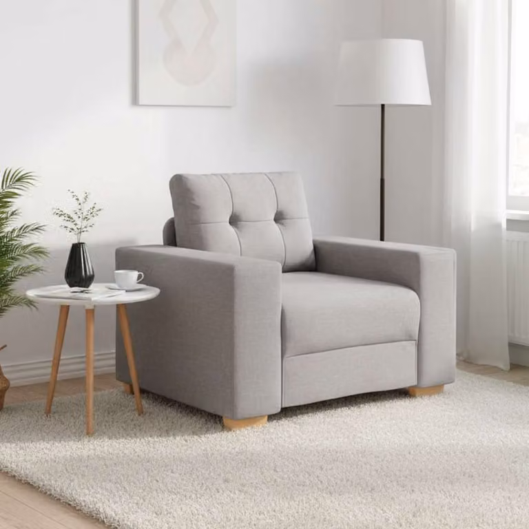 Sedia Lounge moderna vidaXL in tessuto grigio con braccioli L/P/H: 100 x 78 x 80 cm