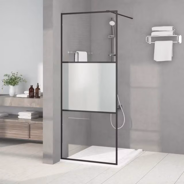 Parete Doccia Walk in vidaXL Rettangolare in Vetro Semi Smerigliato L: 80 cm, H: 195 cm