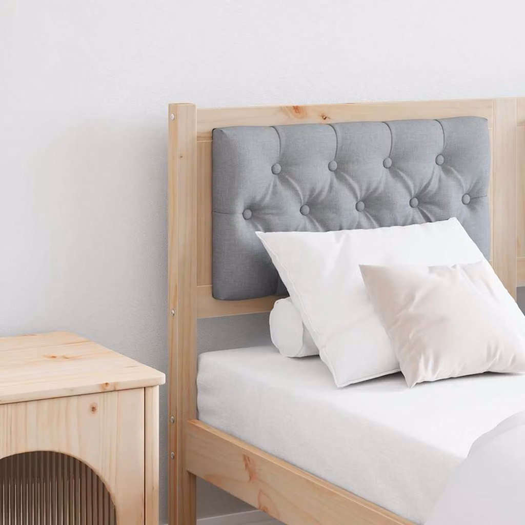 Testiera per letto imbottita vidaXL in legno di pino massello, marrone e grigio chiaro