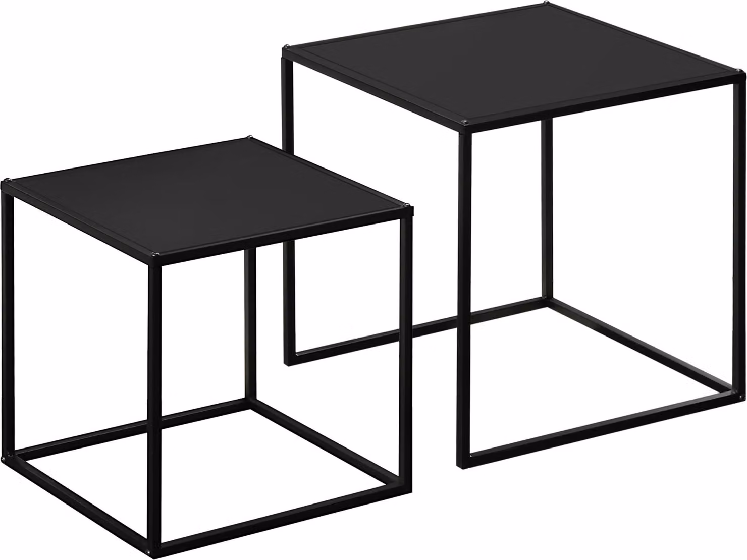 Set di 2 tavolini da salotto, design moderno, struttura in acciaio, portata fino a 10 kg, nero, 120x59x45 cm, per soggiorno
