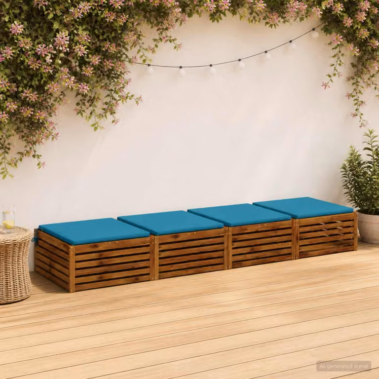 Set di 4 cuscini per sedia vidaXL in poliestere, forma quadrata, colore azzurro con rivestimento lavabile e resistente ai raggi UV