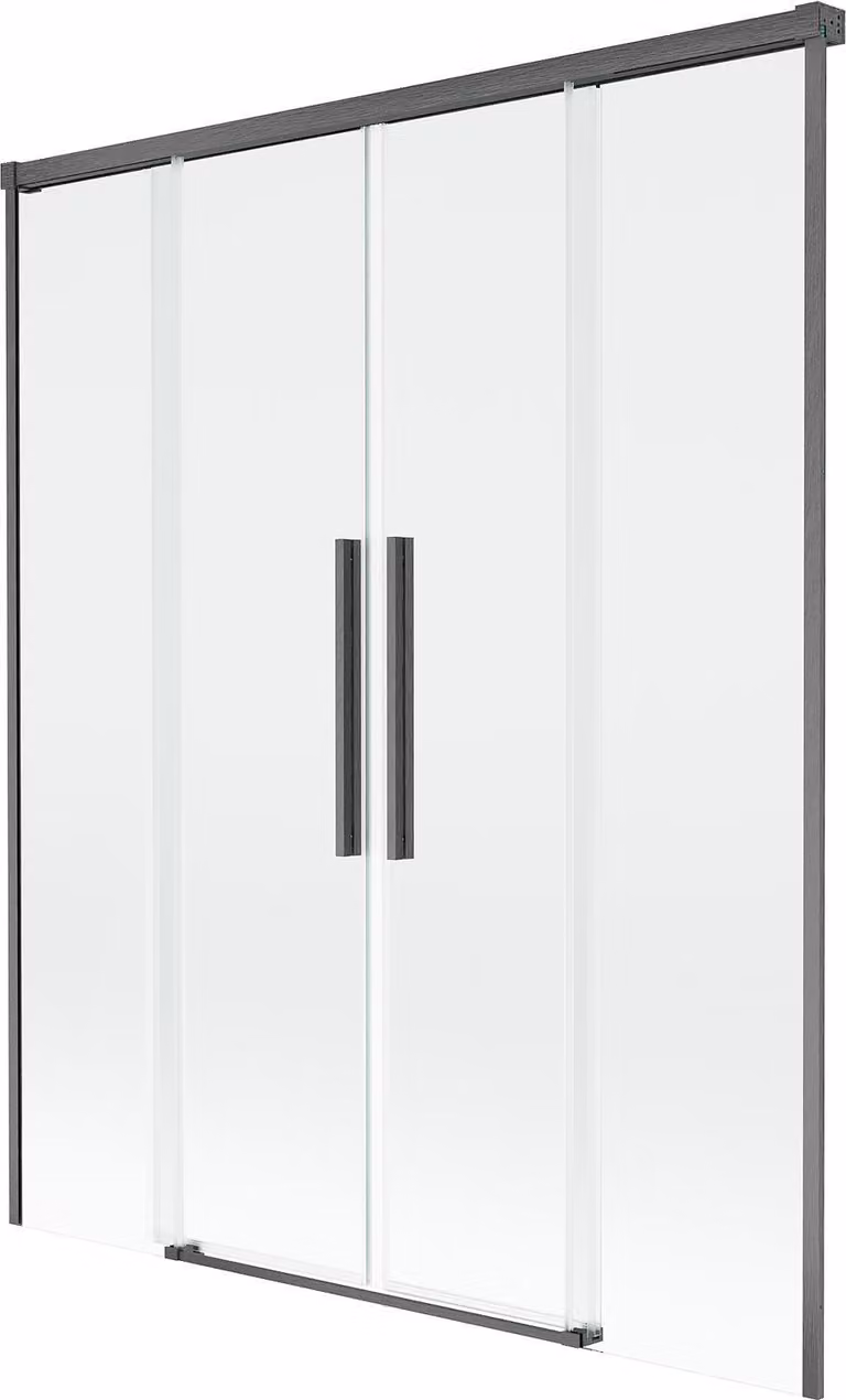 Mexen Rox paravento da bagno a 2 ante scorrevoli 160 x 150 cm, trasparente, grigio pistola satinato - 8C9-160-002-66-00