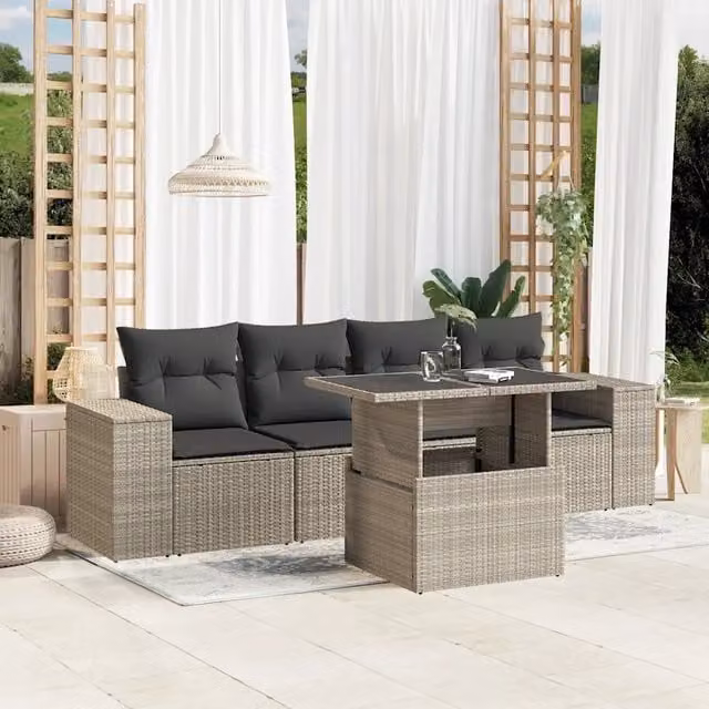 Set da giardino vidaXL in polyrattan grigio antracite composto da 5 pezzi con cuscini inclusi – 1