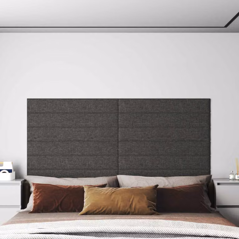 vidaXL Testiera da Parete Imbottita in Tessuto Grigio, Set da 12 Pezzi, L: 90 cm, H: 15 cm, P: 1,5 cm