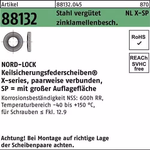 Rondelle Nord-Lock NLX20sp(20,7x39,0x 6,01)flZn 881320450200000 (50 pezzi)