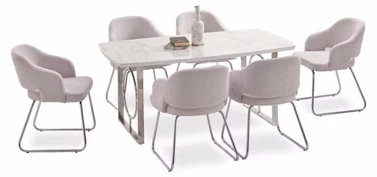 Esstisch Esstischstuhl Hellgrau rechteckige Holztischplatte Esszimmer Set
