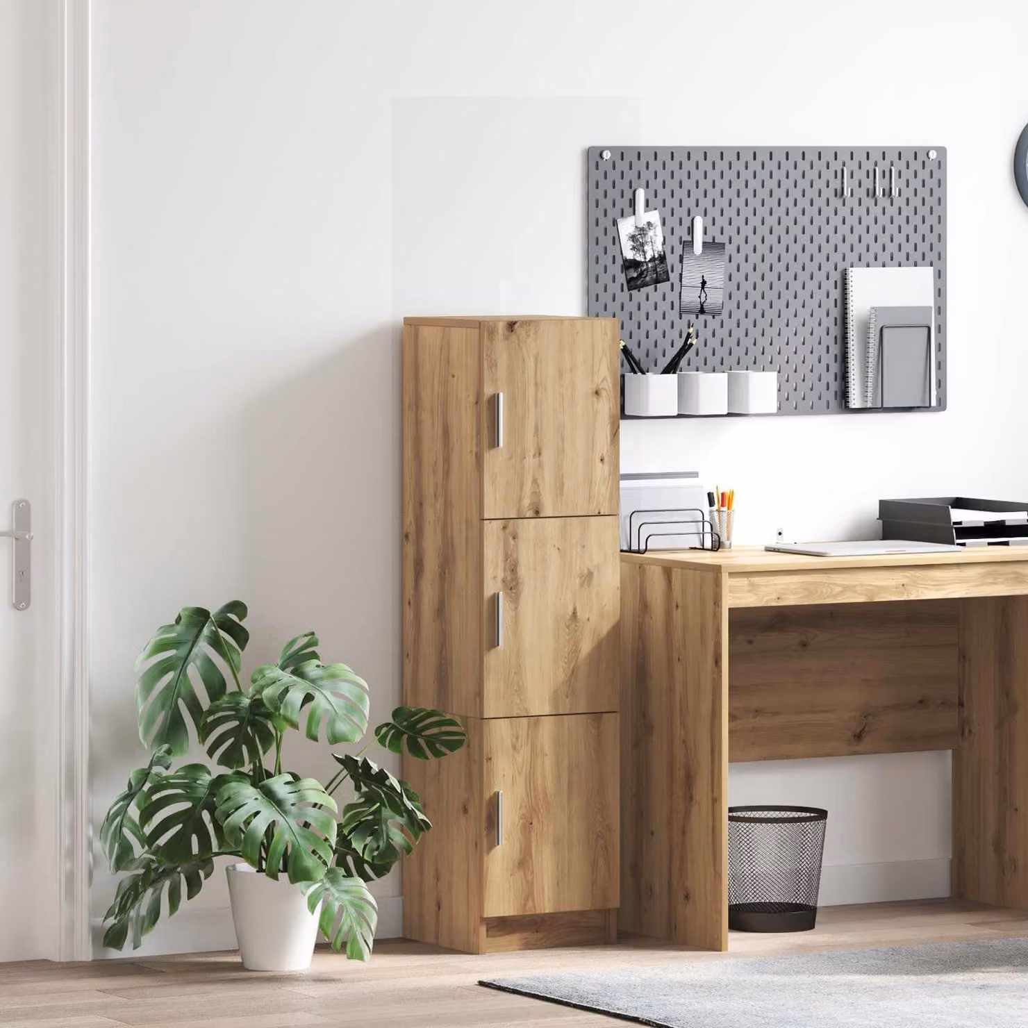 Credenza moderna vidaXL in rovere marrone con ante a battente e ripiani interni L/P/H: 122.5 x 31.5 x 32 cm