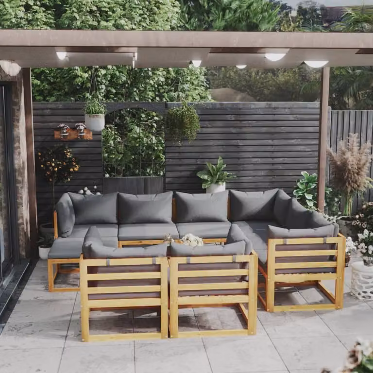 Maison Exclusive - Set da giardino da 10 pezzi con cuscini, in legno massello di acacia