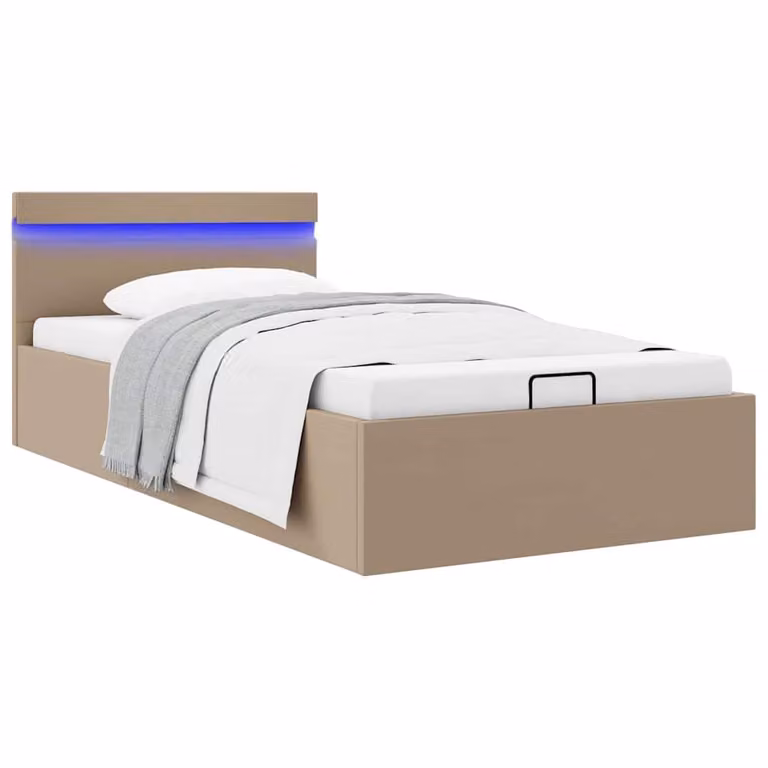 vidaXL Giroletto Idraulico con LED e Porte USB in Similpelle Colore Cappuccino L/P: 100 x 200 cm