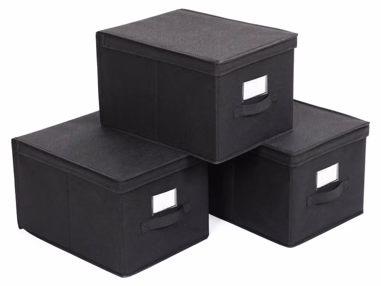 Contenitori multifunzionali con coperchio a cerniera - confezione da 3 pezzi, dimensioni 40 x 30 x 25 cm