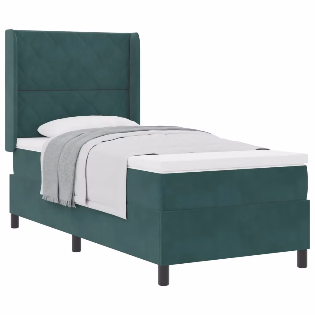 Letto a molle con testiera in velluto verde vidaXL L/P: 90 x 190 cm – 2