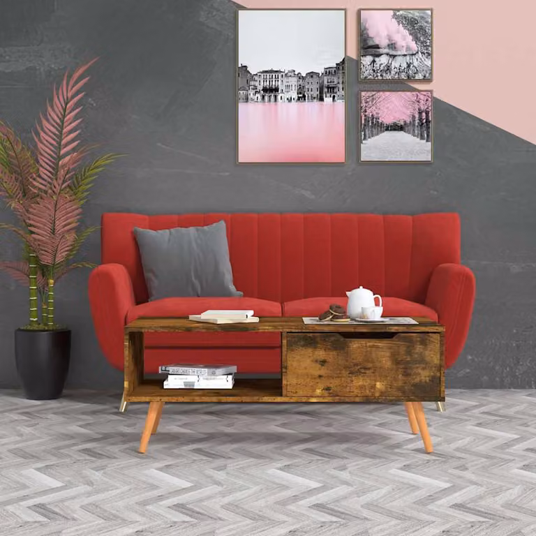 Tavolino da salotto vidaXL in legno Rovere Fumo, L: 100 cm, P: 49,5 cm, H: 43 cm
