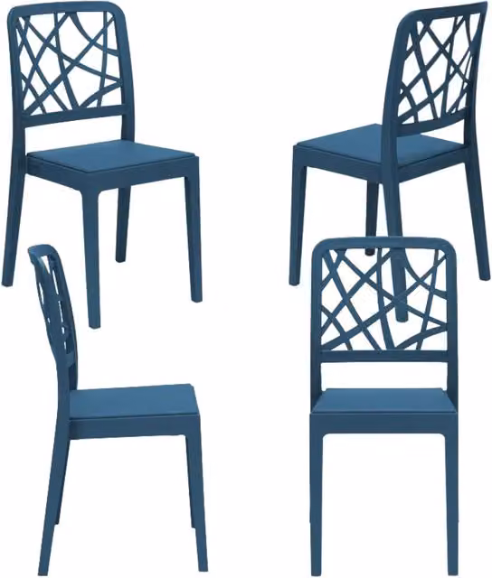 Set 4 sedie in polipropilene PENELOPE, 100% MADE IN ITALY, impilabile, resistente ai raggi UV, design moderno, ideale per sala da pranzo, cucina, sala d’attesa, bar, ristoranti o giardino, colore Petrolio