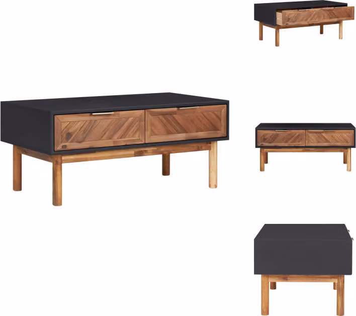 vidaXL Tavolino 90x50x40 cm in legno massiccio di acacia e MDF - Tavolini da caffè